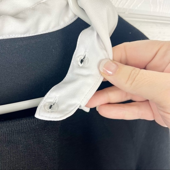 Avenue Black & White Layered Look Sweater with Removable Collar - Picture 7 of 9